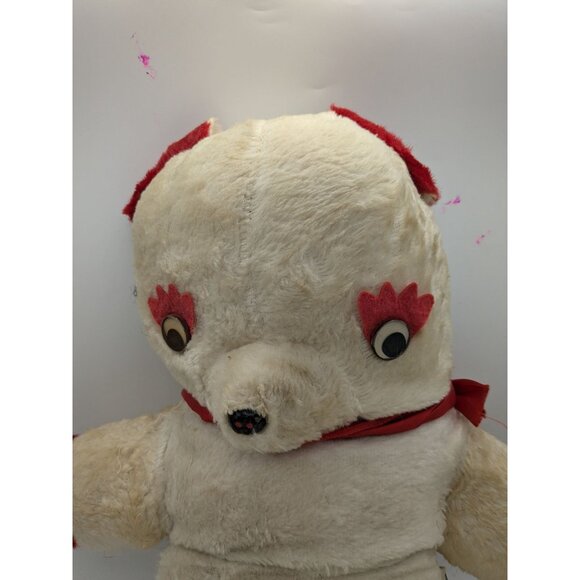 Vintage Columbia Toy White And Red Bear Panda Stuffed Animal 26" - Picture 2 of 6
